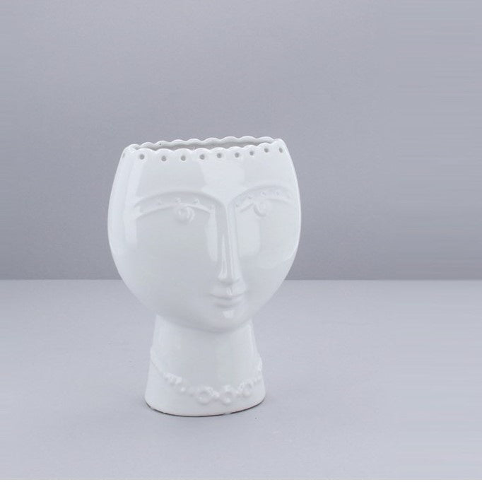 White Ceramic Lady Vase | Gisela Graham