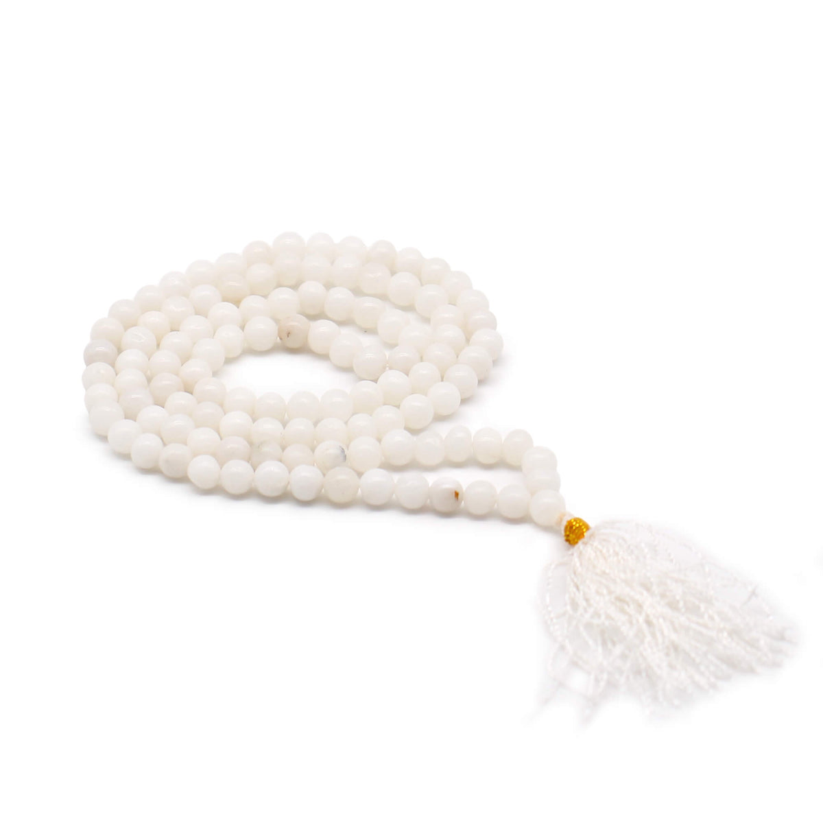 White Quartz 108 Bead Mala Necklace